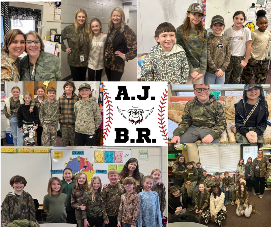 students and staff wearing camo