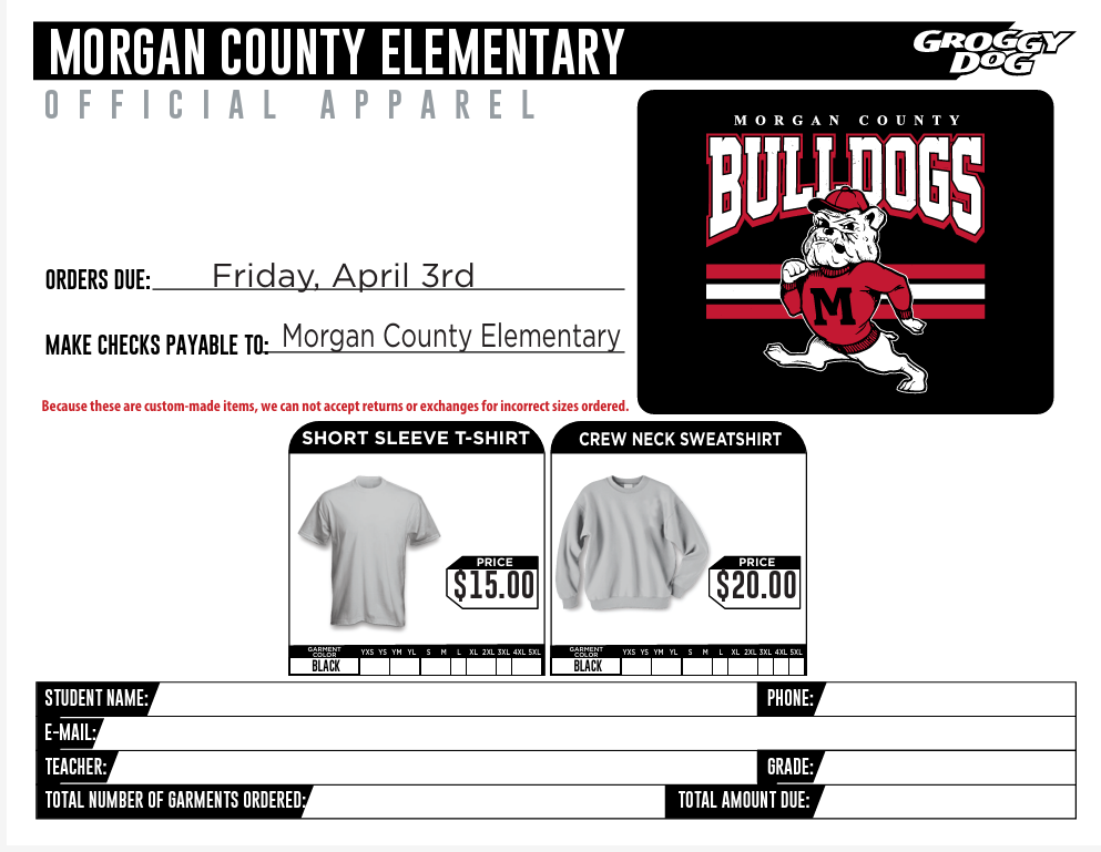 ES field day shirt order form