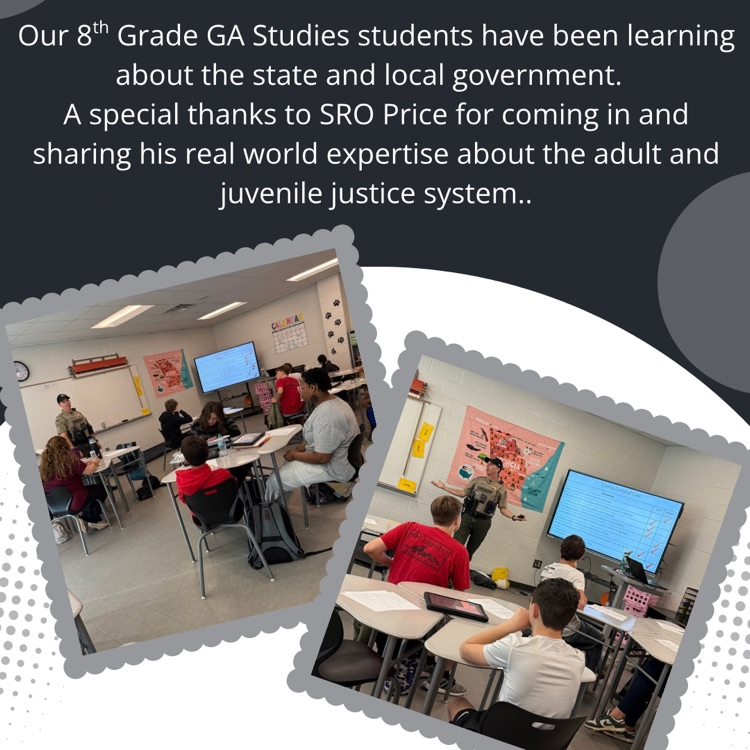  Georgia Studies students learning about the state and local government.