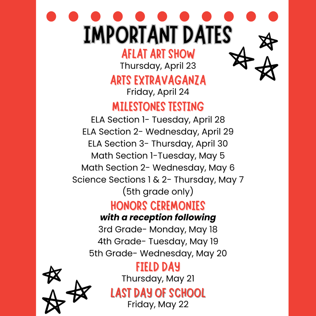 important dates for the end of the school year