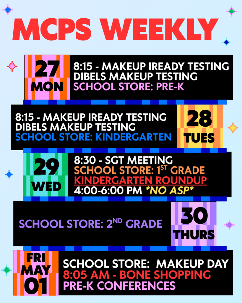 weekly information for parents for 4/27/26