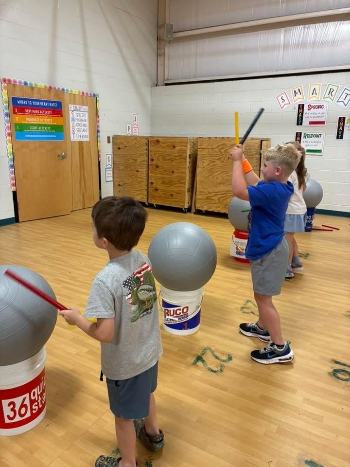 Students enjoyed cardio drumming in PE.