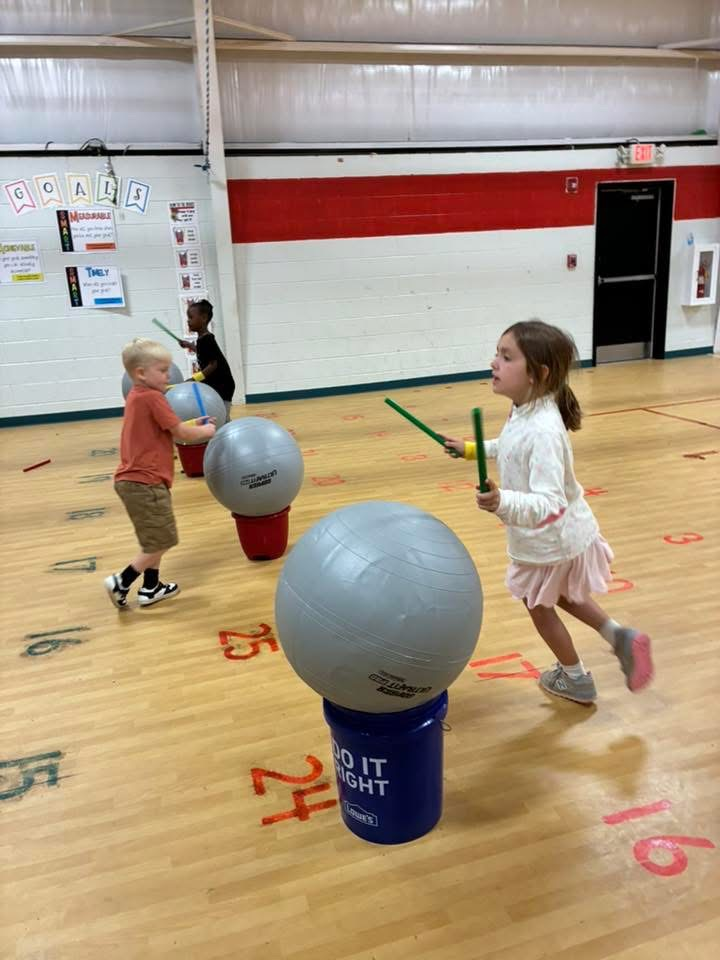 Students enjoyed cardio drumming in PE.