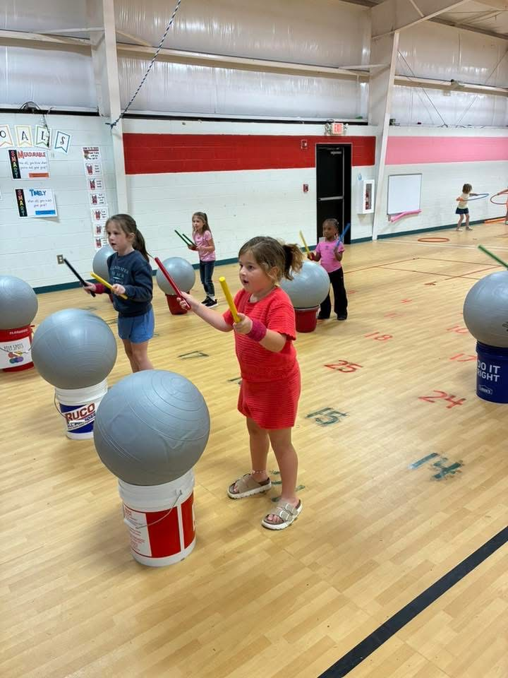 Students enjoyed cardio drumming in PE.