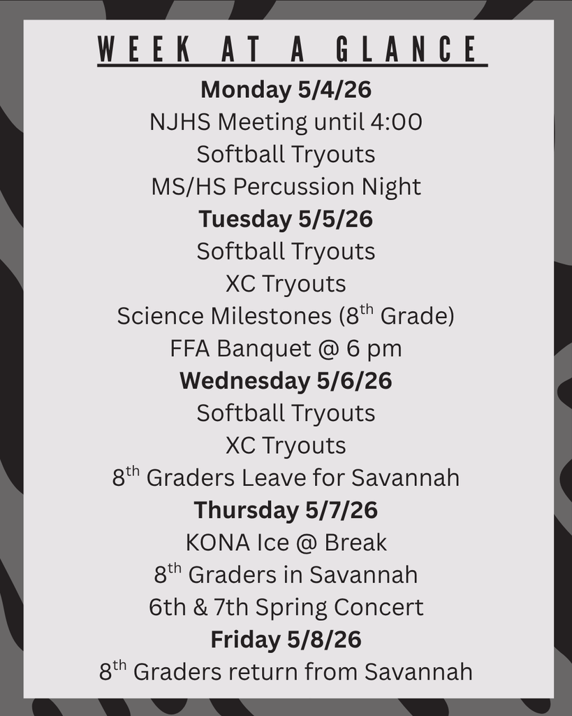Activities for the week of May 4th through May 8th