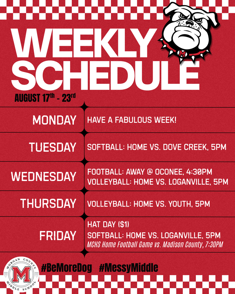 August 17-23 Weekly Schedule