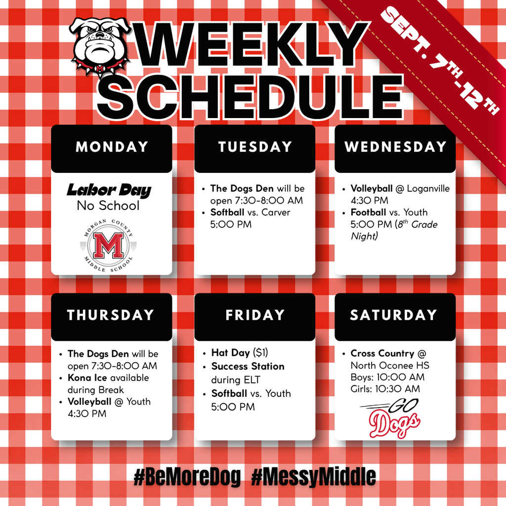 Weekly Schedule September 7-12