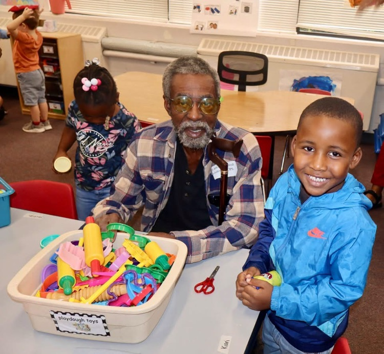 pre-k parents came to play in centers with their child.