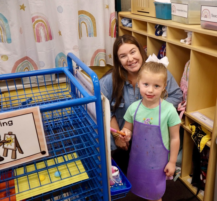 pre-k parents came to play in centers with their child.