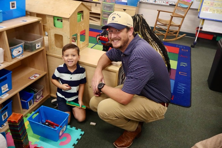 pre-k parents came to play in centers with their child.