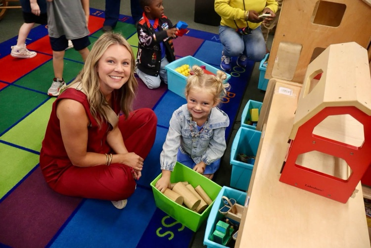 pre-k parents came to play in centers with their child.