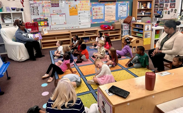 pre-k had a guest reader visit their classroom to celebrate GA Pre-K Week.