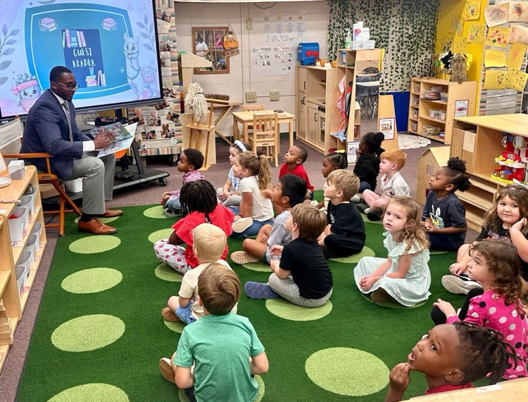 pre-k had a guest reader visit their classroom to celebrate GA Pre-K Week.