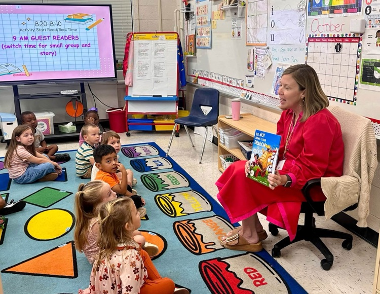 pre-k had a guest reader visit their classroom to celebrate GA Pre-K Week.