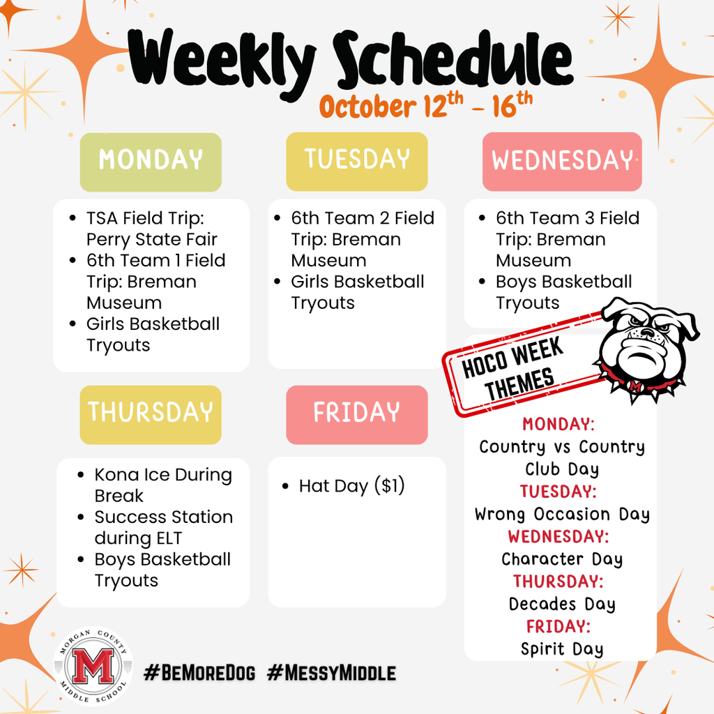 Weekly Schedule October 12-16