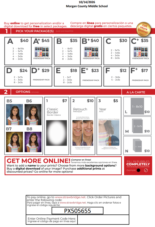 Order your MCMS Fall Retake school pictures. Go to strawbridge.net. Click "Order pictures & yearbooks". Enter the code PX505655 and click "Find" to order.