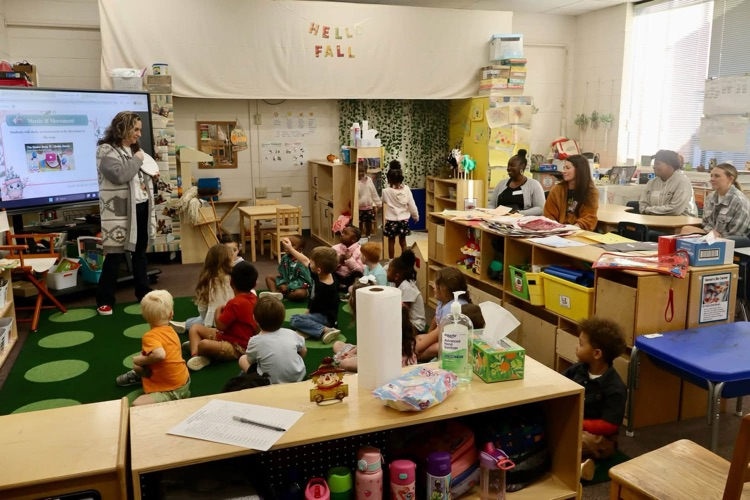 Parents attended Walk-Through Wednesday to watch their child during a Fundations lesson. 