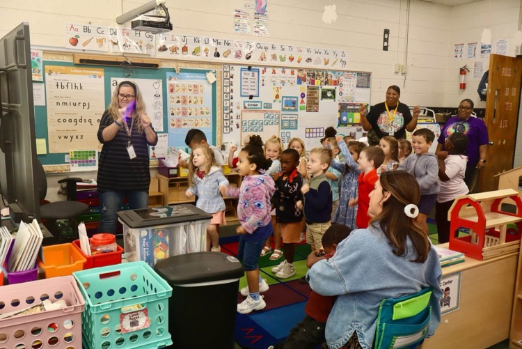 Parents attended Walk-Through Wednesday to watch their child during a Fundations lesson. 