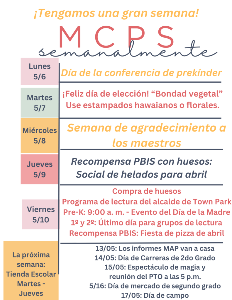 weekly events for 5.6.24 Spanish