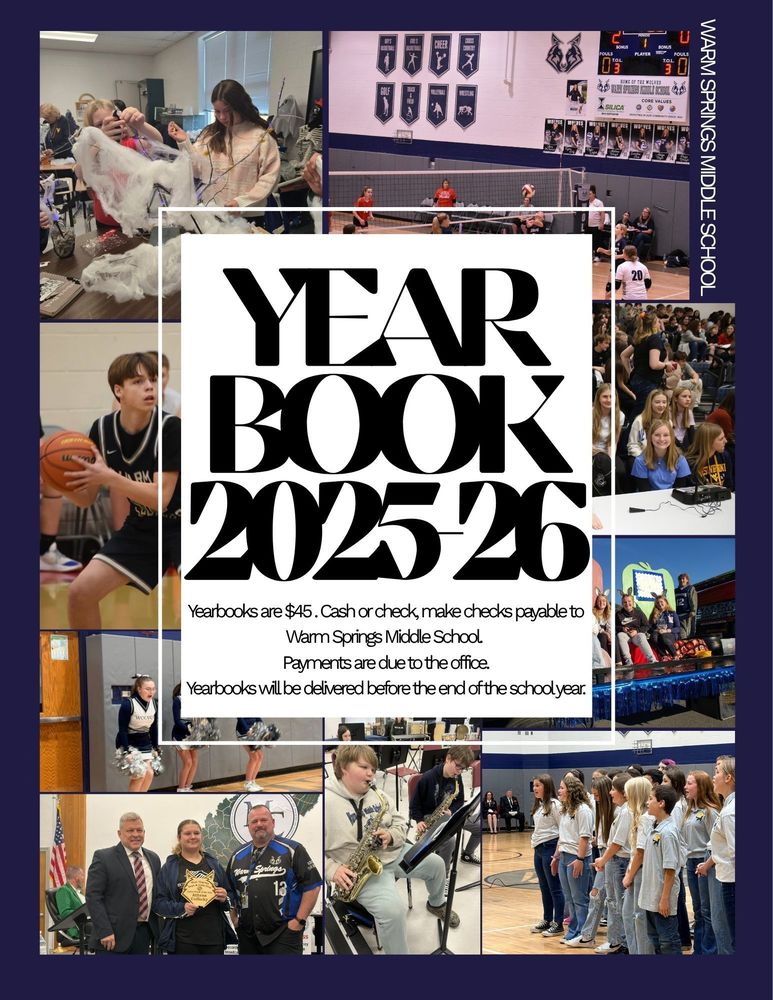 Warm Springs Middle School 2025–26 yearbook sale, $45