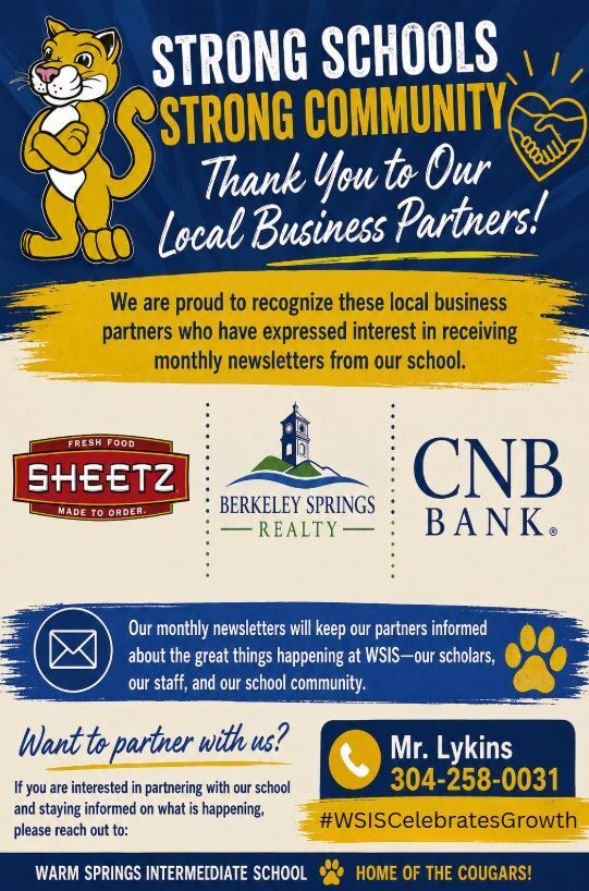 WSIS flyer inviting local businesses to partner with the school.