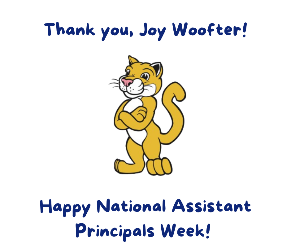 Cougar icon thanking Joy Woofter for National AP week!
