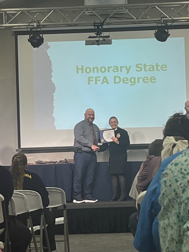 BSHS's Mr. Myers receives his Honorary  State FFA Degree for directing the FFA state band 9yrs