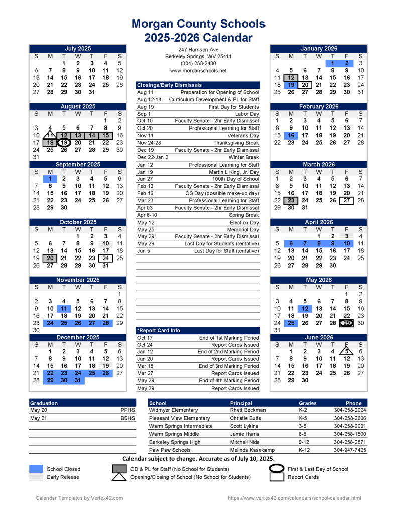 MoCo 2025-2026 School Calendar. 