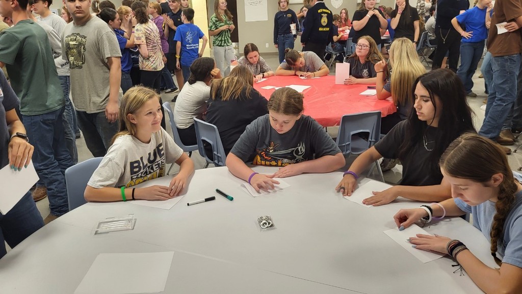 Students making cards for children in need