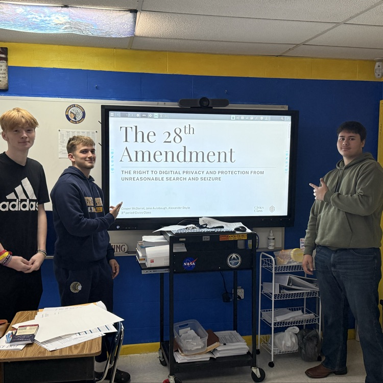 3 of Mr. Giles’ students presenting their option for a 28th amendment to the Constitution: a digital privacy amendment in line with the 4th amendment 