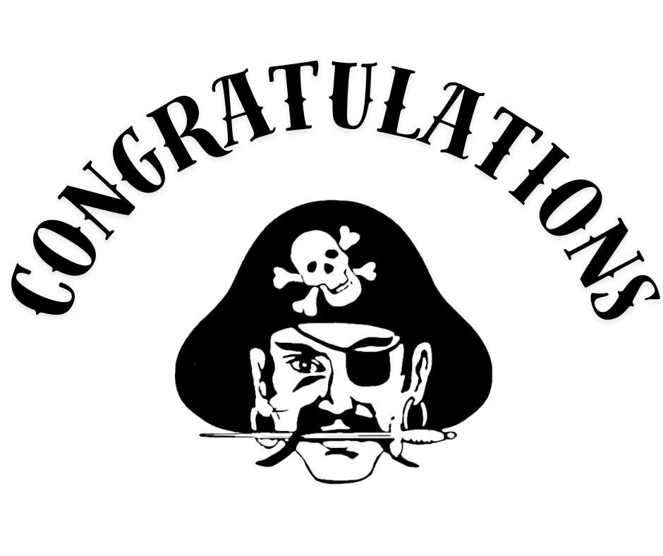 Congratulations with a pirate logo