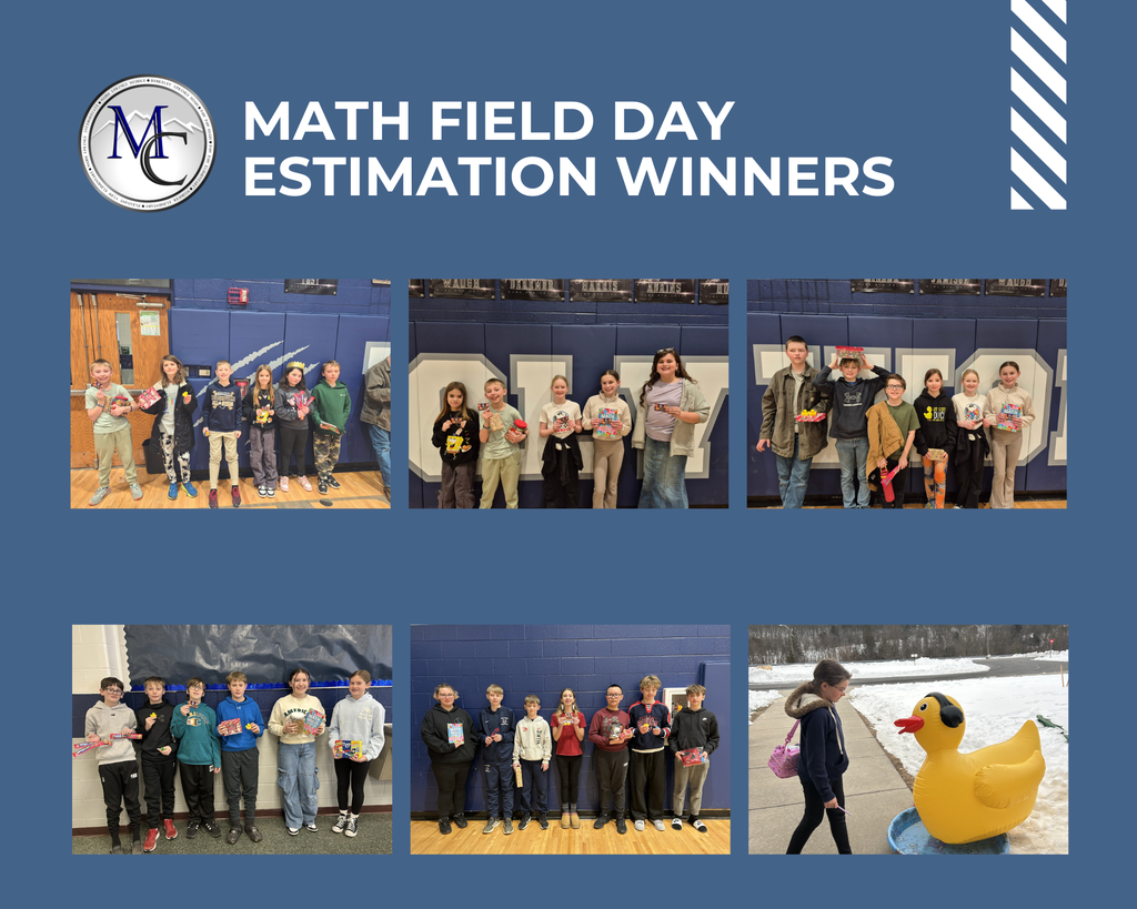 Collage of students who won estimation activities at math field day.