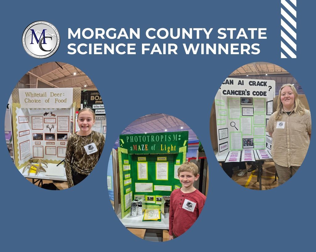 Picture of 3 State Science Fair Winners with their display.