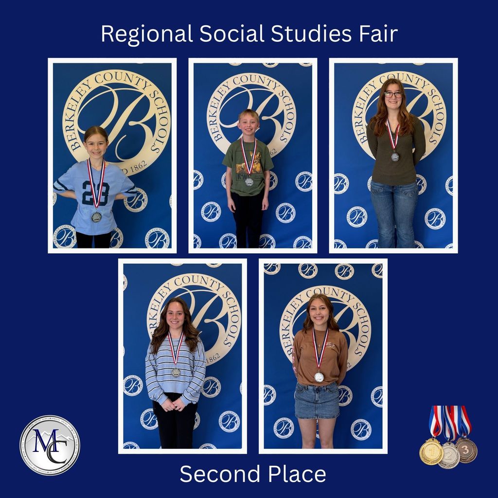 MCS second place students at Regional Social Studies Fair.