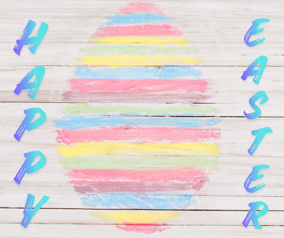 Happy Easter with a colorful egg.