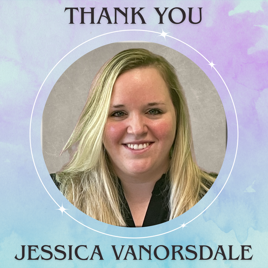 Portrait of Jessica Vanorsdale with “Thank You” text above her image