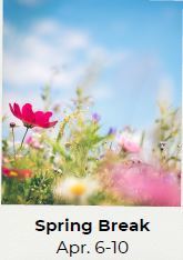 Sky background with colorful flowers, Spring Break April 6-10