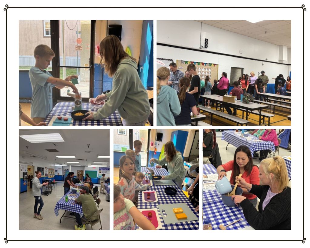 Students from Morgan County Schools are cooking tacos together while their parents make a cherry pretzel parfait. 