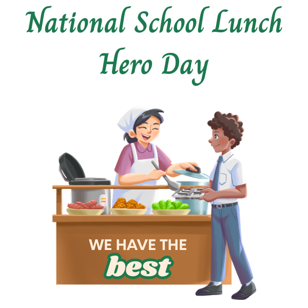 We have the best - Lunch lady serving a student