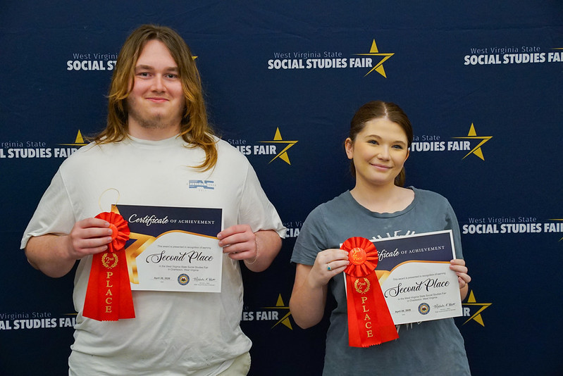 Alex Sage and Rhainna Botticher placed 2nd at the WV State Social Studies Fair in the special category: America 250 Group category