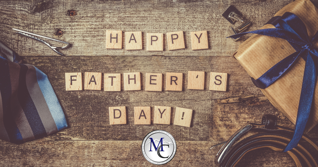 Father’s Day graphic with gifts, tie, and Morgan County Schools logo.