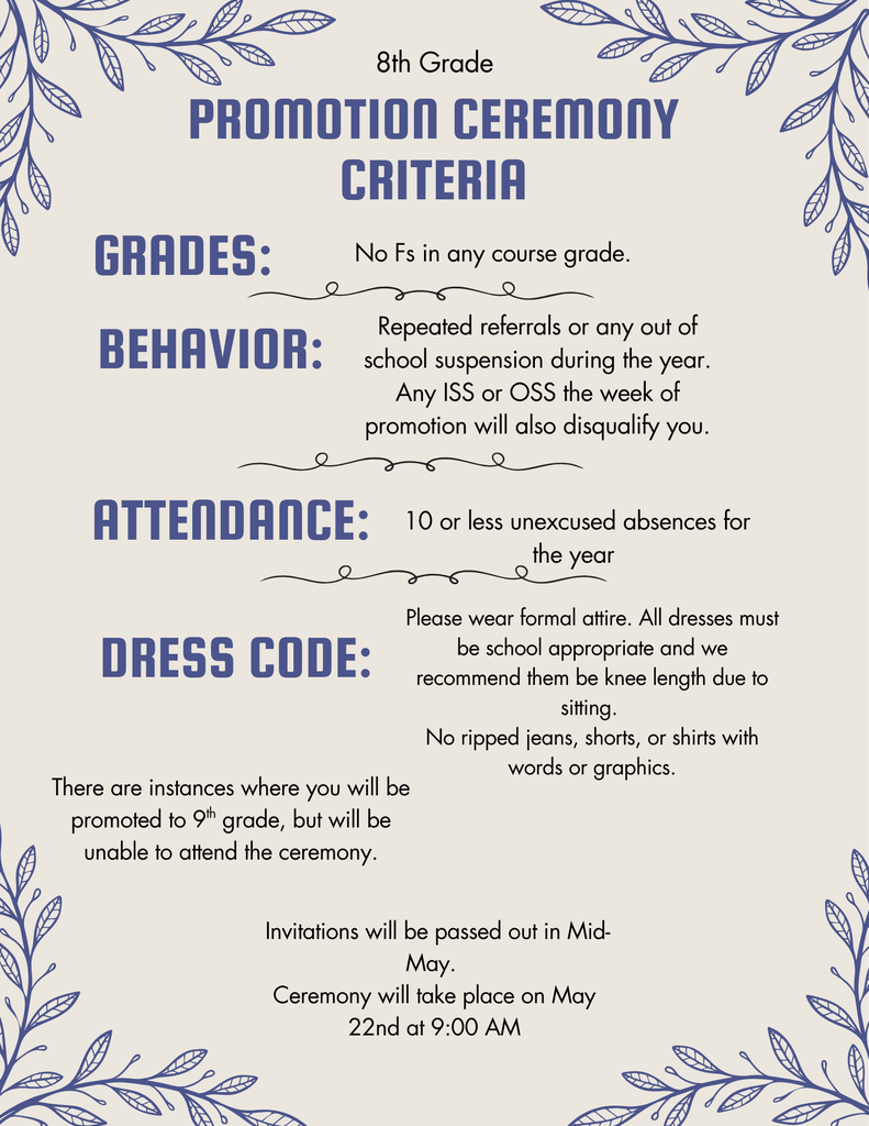 8th Grade Promotion Info