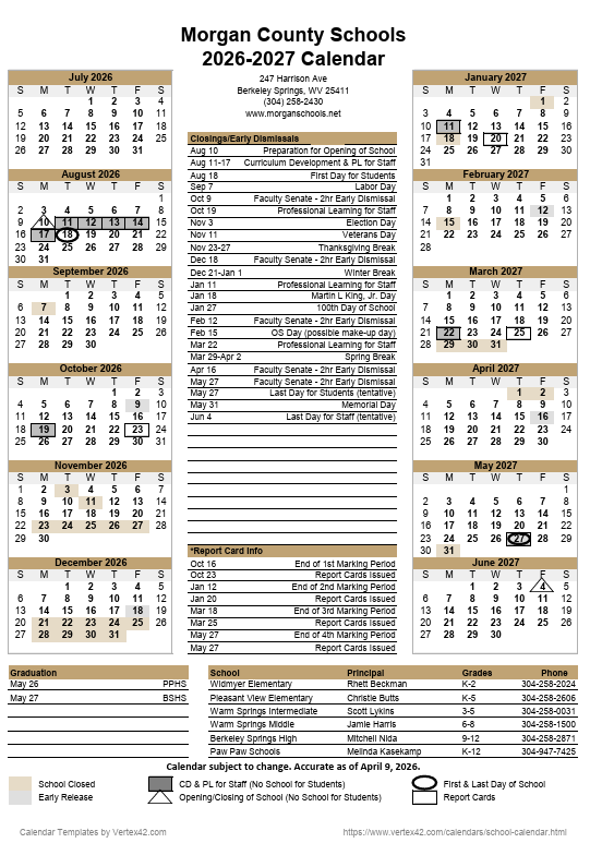 MCS 2026-2027 Calendar
