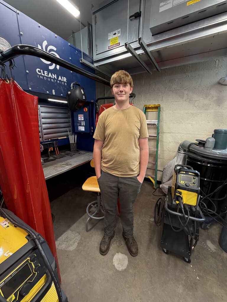 Jaxen in the Welding Lab.