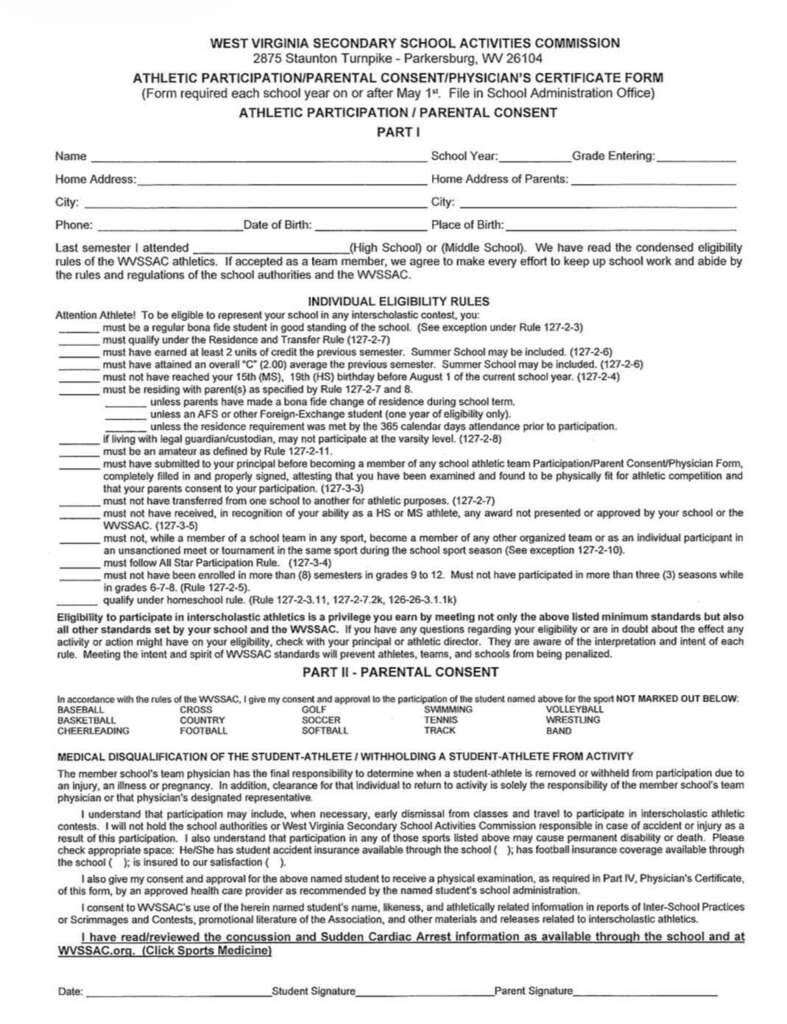 WVSSAC Physical