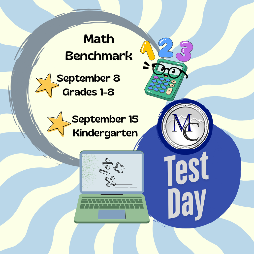 Math benchmark testing begins September 8 for Grades 1–8; kindergarten begins September 15.
