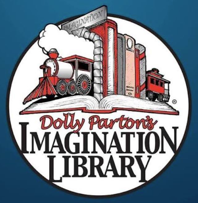 Dolly Parton’s Imagination Library logo with books and a steam train.