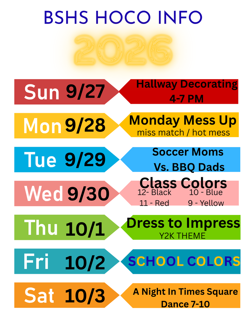 Spirit Days and HOCO Theme 9/27-10/3