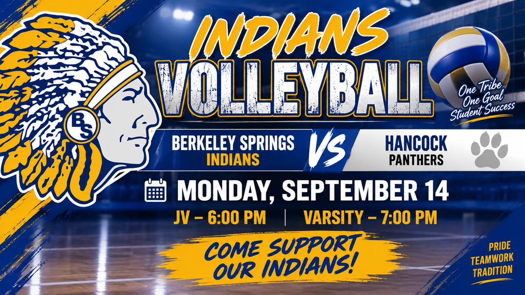 Home Volleyball game against Hancock on Monday, September 14. 