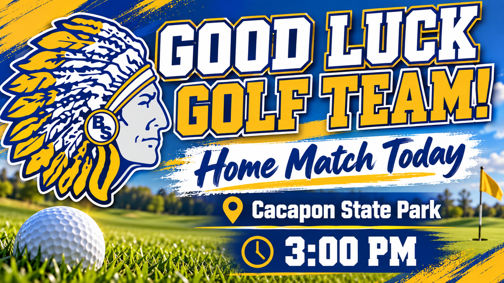 Good luck BSHS Golf Team with their home match today at 3pm. 